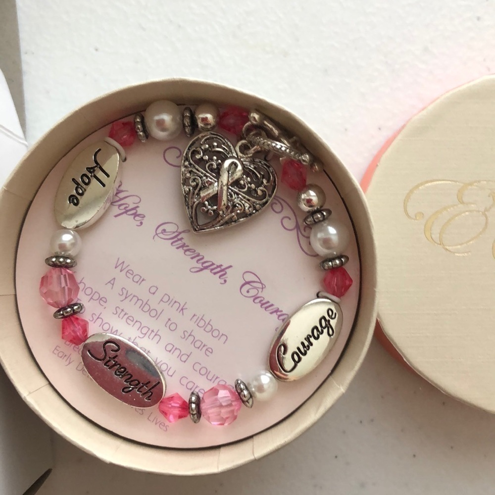 Hope, Strength, Courage Heart Charm Toggle